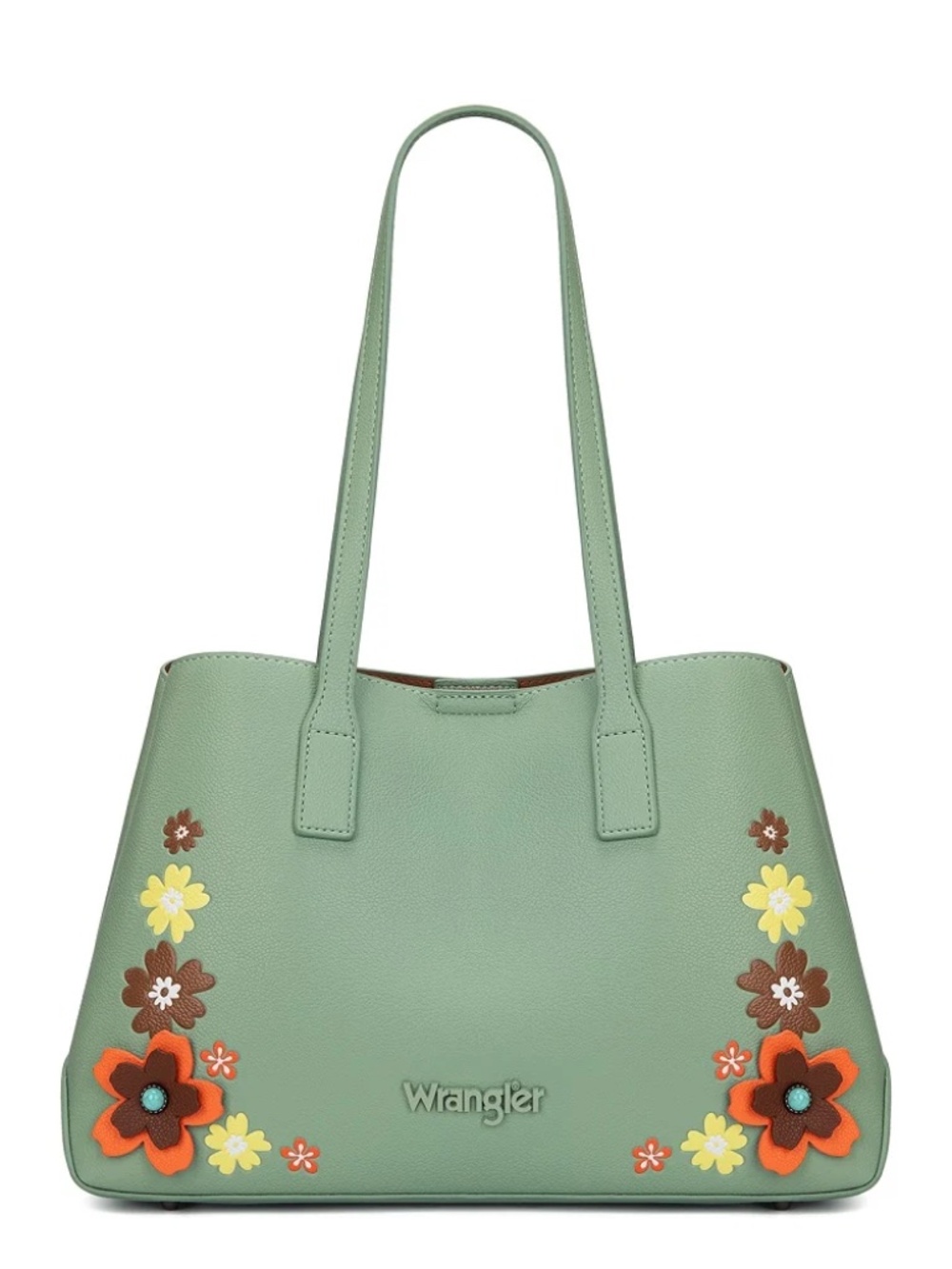 Wrangler Floral Accent Tote Shoulder Bag Green